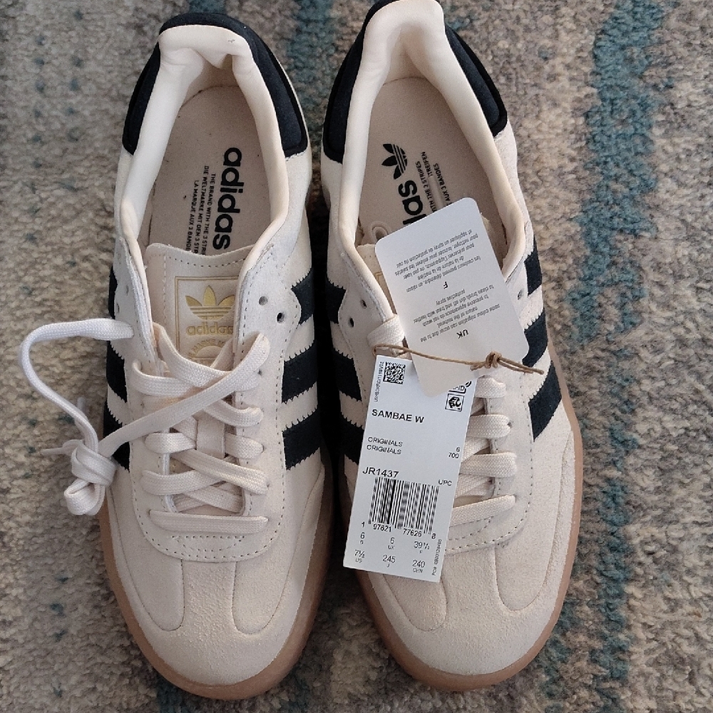 Adidas Samba Shoes in Off-White and Black - Picture 2 of 6